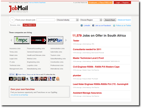The New Job Mail Homepage
